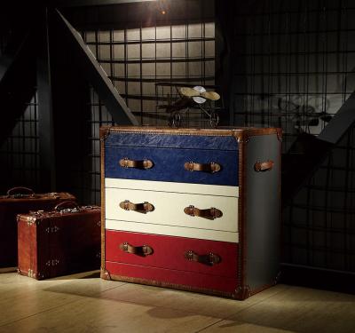 Chine Tronc antique en acier balayé de vapeur, Cabinet en cuir de côté de tronc de vapeur 3 couches à vendre