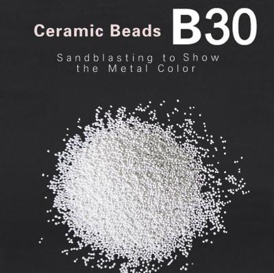 China Dust Free Ceramic Bead Blasting Media B30 Sand Blasting Surface Finishing for sale