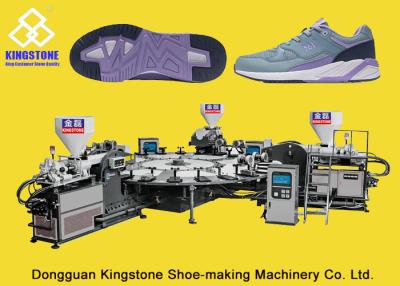 China Hoher Produktion Dreh-Schuh-einzige Herstellungsmaschine eine/zwei/drei Farben PVCs TPR zu verkaufen
