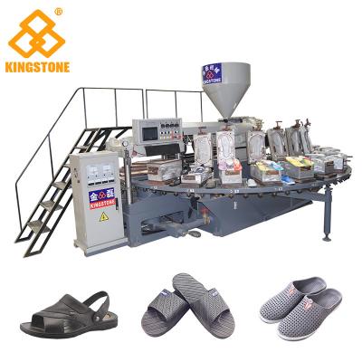 China Plastic Shoe Making Production Line , Rotary TPR PVC Shoe Sole slipper Making Machine  for sale
