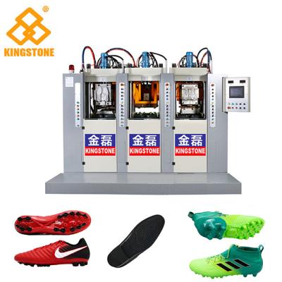 China 3 Stations 6 Injectors TPU Football Sole Making Machine 70-100 Pairs Per Hour for sale