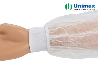 中国 使い捨て可能なPP/PEの伸縮性がある袖口が付いている非編まれた袖カバー 販売のため