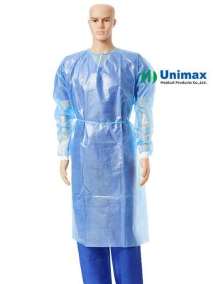 中国 Waterproof AAMI PB70 level 2 CPE Isolation Gown personal care 販売のため