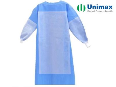 China Blue Reinforced SMS 45gsm Disposable Surgical Gowns for sale