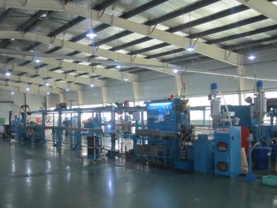 China Power Wire Extrusion Line , 1000mm Pay Off Bobbin With Horizontal Accumulator for sale
