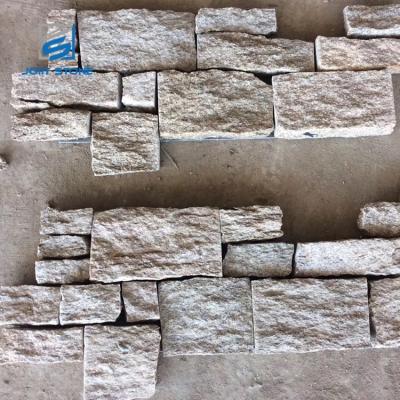China Industrial Customize Yellow Quartzite Ledge Stone With Steel Mesh On Back for sale
