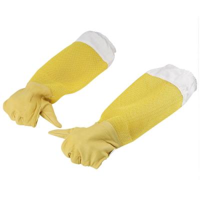 China Long Net Leather Beekeeping Gloves Breathable Anti Bee Sting Anti Cut for sale