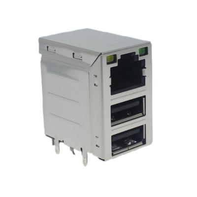 China Conector jack hembra 10/100/1000Base-T USB SMD modular RJ45 en venta
