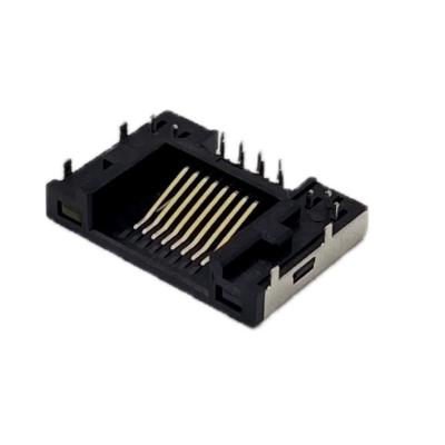 China 90 Degree Mid Mount PA9T RJ45 Female Connector Socket Modular Jack H4.8mm for sale