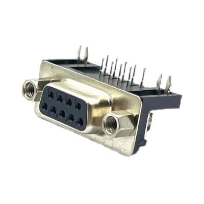 China 9Pin Female DB9 D-Sub Connectors 90 Degree Staking Type For PCB Mount for sale