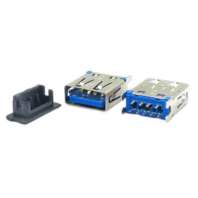 China PA10T azul USB 3.1 9 pinos PCB conector de soquete USB fêmea 180 graus SMT DIP à venda