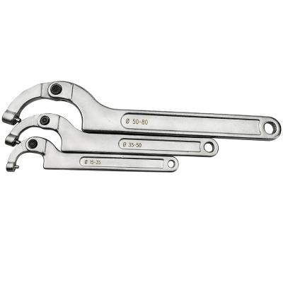 China CRV 2021 Industrial Adjustable Crescent Hook Adjustable Hook Wrench for sale