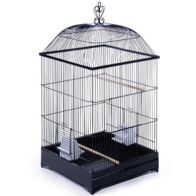 China Detachable Electroplating Stainless Steel Large Bird Cages with Stand for Parrots for sale