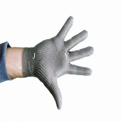 China Stainless Steel Ring Metal Mesh Glove Cut Resistant Chainmail Safety Work Glove Metal Hook Strap for sale