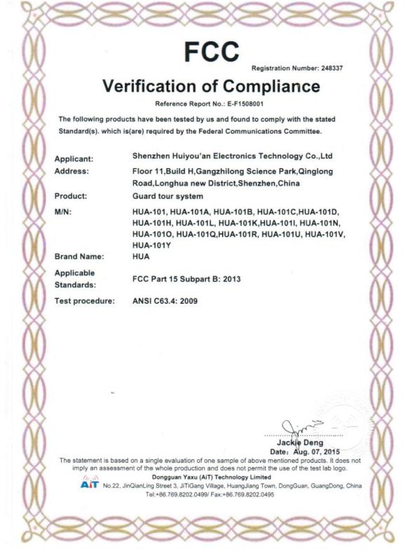 FCC - HUA ELECTRONIC TECHNOLOGY LIMITED