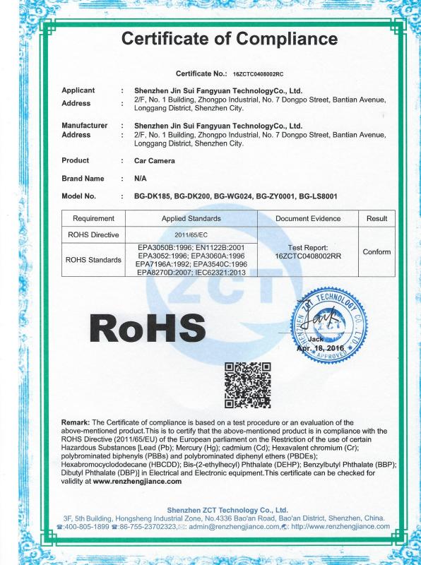 RoHs - Shenzhen Jinsuifangyuan Technology Co., Ltd.