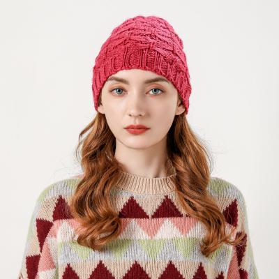 China Red Crochet Knitted Warm Beanie Women Acrylic Hat from Winter Raw Hats COMMON for sale