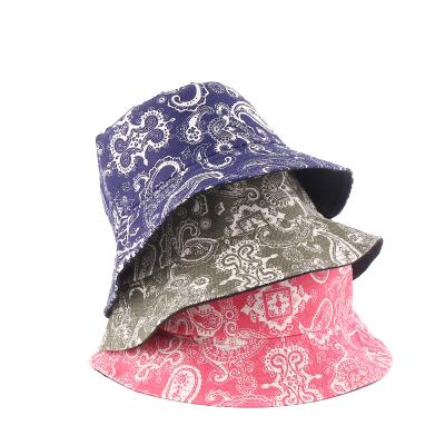 China Picture Fashion New Summer Sun Visor Hats Travel Foldable Floral Fisherman Hat Double Sided Flower Nut Cashew Print Bucket Hats for sale