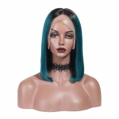 China New Arrival Silky Straight Wave Turquoise Color Short Lead Wigs 14 Inch Short Lead Wigs For Black Women for sale