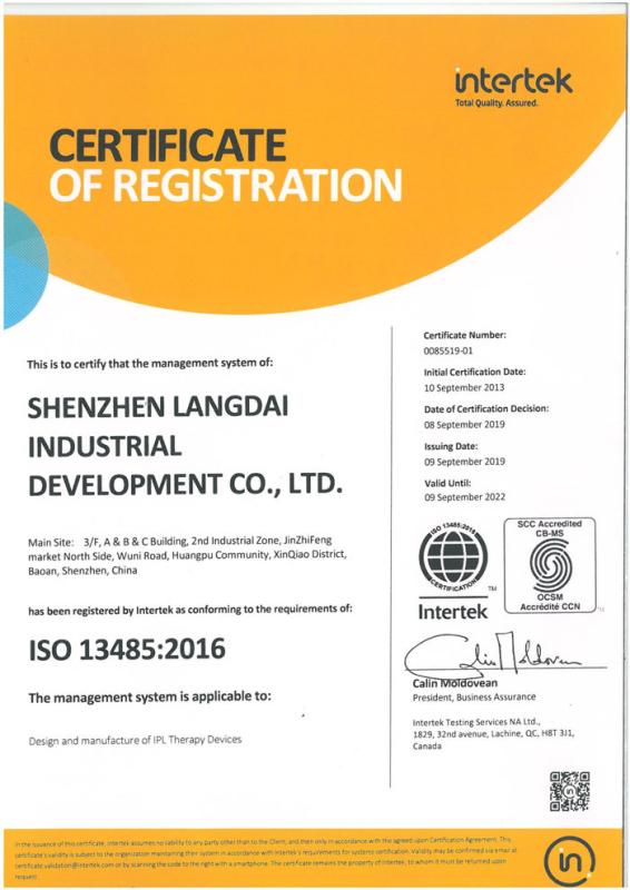 ISO 13485 - Shenzhen Langdai Industrial Development Co., Ltd.