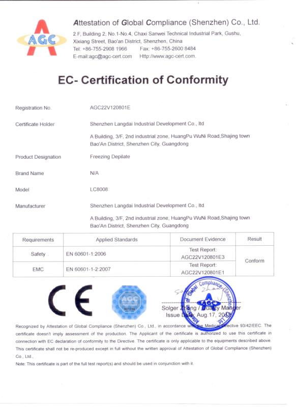 EC-Certification of Conformity - Shenzhen Langdai Industrial Development Co., Ltd.