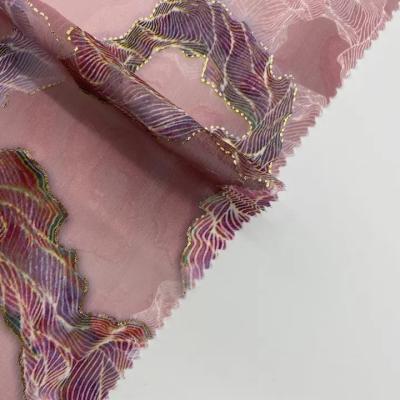 China Muslim Custom Flower Plain 100%  Polyester Woven Fabric Pure Colour Chiffon Jacquard Fabric for sale