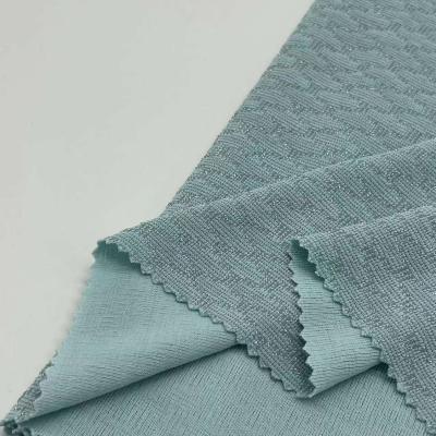 China Cotton Polyester Cable Knit Jacquard Fabric Yes 89%P 6%M 5%SP 148CM 165GSM C03-021 for sale