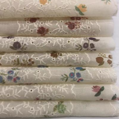 China Printed Cotton Embroidery Fabric Textile Various Yarn Count Eco Friendly M04-LK011 for sale