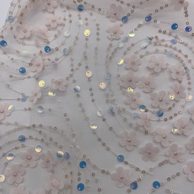 China Patterns Sparkle Sequence Embroidery Fabric M13-028 for sale