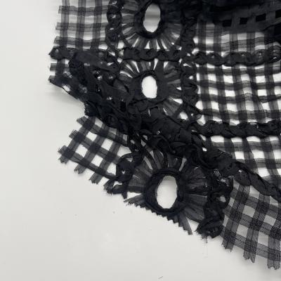 China 100% polyester kant katoenen borduurwerk textiel N07-076 Te koop