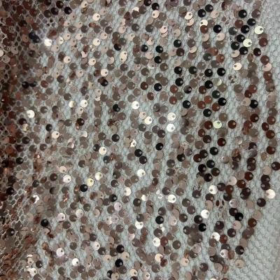 China sequins embroidery fabric 70%P 30% M gold color used for decorate evening dresses à venda