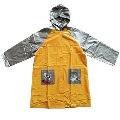 China PVC Waterproof Kids Raincoat Yellow And Silver 0.18mm Thickness for sale