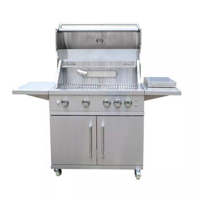 China Built In Barbeque Gas Grills Set Outdoor Barbeque 3 Burner With Smoker 66 Inch for sale
