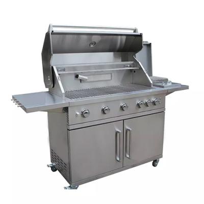 China 5 Burner Barbeque Gas Grills Quick Connect Bbq 44 Inch Freestanding With Cart for sale