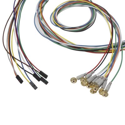China Du Pont 2 electrodos plateados oro de la electroencefalografía de los Leadwires de los electrodos de Pin Plug Cup Type EEG en venta
