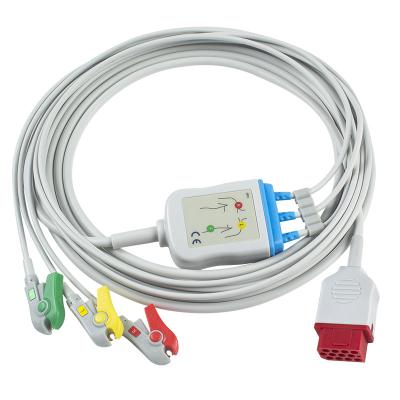 China Bionet New BM3 BM5 ECG Cables And Leadwires 12 Pin Connector ECG Cable 3 Lead IEC Grabber Clip for sale