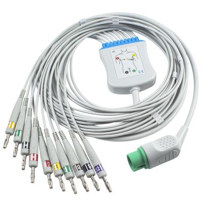 China Spacelabs EKG Cable For Spacelabs 90367, 90369, 90496, 91496, Ultraview15 Pin IEC Banana 4.0 for sale