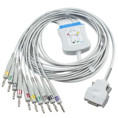 China Mortara Direct Connect EKG Cable 9293-021-50 ECG Cable For ELI 100, ELI 200, ELI 50 Banana 4.0 for sale