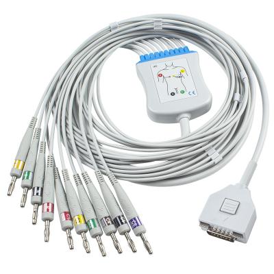 China Fukuda ME EKG Cable KP-500 KP-500D Cardisuny EKG Patient Monitor Cable 10 Leads Wires IEC Banana 4.0 Connector for sale