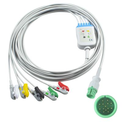 中国 Promed PM-12 PM-12C PM-12D ECG Cables and Leadwires 14pin Connector ECG Cable 3 Lead IEC snap 販売のため