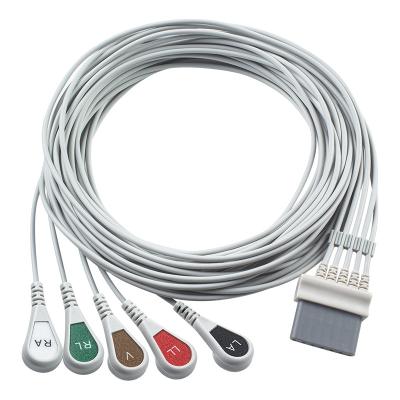 China Schiller ECG Cables and Leadwires 7pin Connector ECG Cable 5 Lead IEC snap grabber for sale