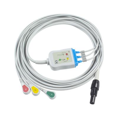 中国 Welch allyn Propaq LT ECG Cables and Leadwires Patient cable 3 Lead ECG Leadwire 008-0879-00 IEC Snap 販売のため