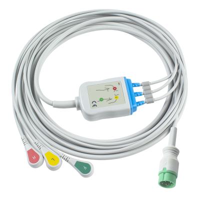 중국 Zoll 일 조각 ECG 케이블 및 유도 전선 6pin ECG 케이블 3 채널 EKG 케이블 판매용