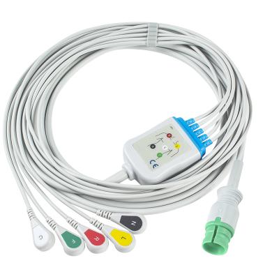 China Cable de ECG de uma peça e fios de condução 14Pin Cable ECG de 5 canais Cable EKG à venda