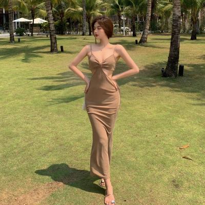 China Vestidos para mujer delgados de costura de las vacaciones del aire del lado de la honda en venta