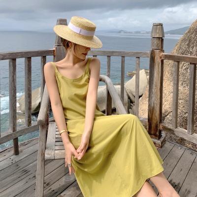 China Sexy Solid Color Backless Summer Beach Vacation Dresses for sale