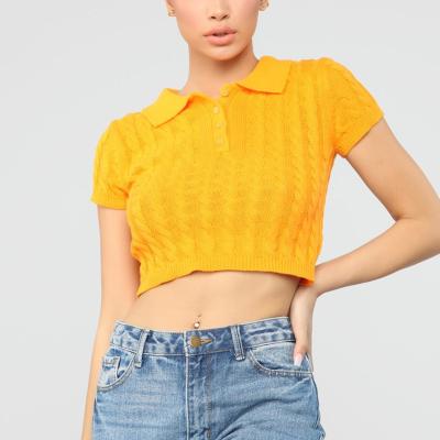 China Solapa solo Breasted Polo Shirt Short Sleeve cosechado para mujer en venta