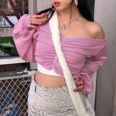 China Autumn Long Sleeve Knitted Crop Top Sweater for sale
