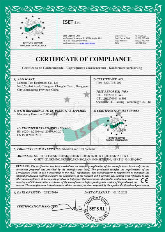 CE Certificate - Labtone Test Equipment Co., Ltd