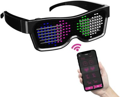 China USB Rechargeable Programmable Led Glasses Text Graffiti Animation Music Rhythm Modes for sale